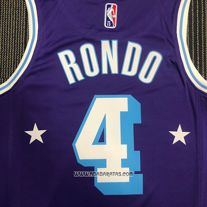 Camiseta Los Angeles Lakers Rajon Rondo #4 Ciudad Edition 2021-22 Violeta